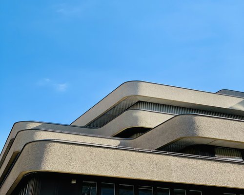 A view of modern office building in Vilnius during a bright day